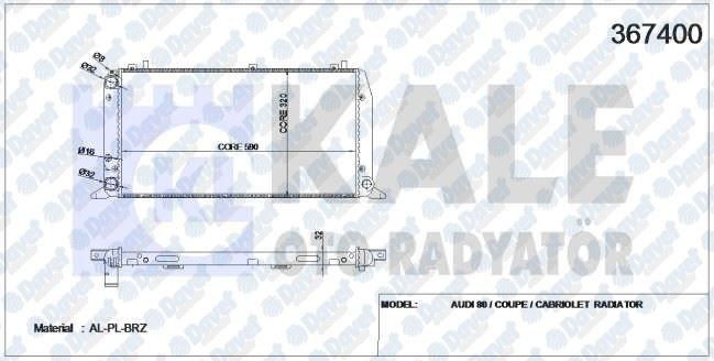 KALE 367400 Su Radyatoru Audi 80-Cabriolet-Coupe (590x322x34) (Al/Pl) (Manuel)